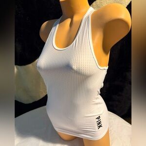 PINK Victoria's Secret Dry-Fit White Perforated Tank Top